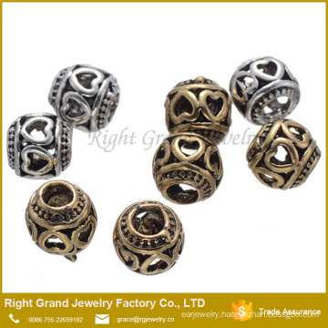 Hollow Design Big Hole European Zinc Alloy Beads For Bracelets and Necklace